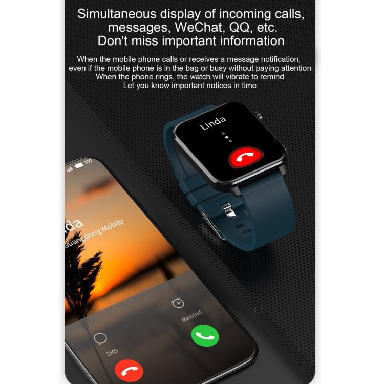 E86 1,7 pouces TFT écran couleur IP68 montre intelligente étanche, prise en charge de la surveillance de l'oxygène sanguin/surveillance de la température corporelle/diagnostic médical AI, style : bracelet en TPU, TPU Strap(Blue), TPU Strap(Black)      ...