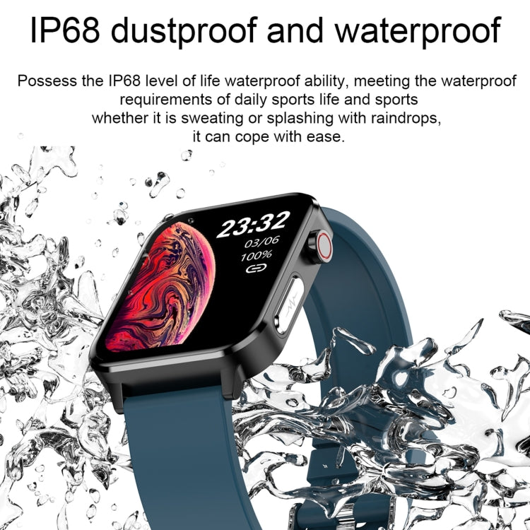 E86 1,7 pouces TFT écran couleur IP68 montre intelligente étanche, prise en charge de la surveillance de l'oxygène sanguin/surveillance de la température corporelle/diagnostic médical AI, style : bracelet en TPU, TPU Strap(Blue), TPU Strap(Black)      ...
