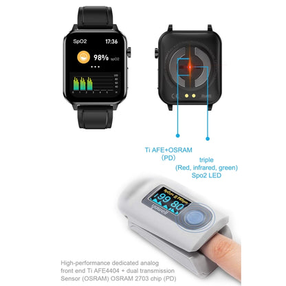E86 1,7 pouces TFT écran couleur IP68 montre intelligente étanche, prise en charge de la surveillance de l'oxygène sanguin/surveillance de la température corporelle/diagnostic médical AI, style : bracelet en TPU, TPU Strap(Blue), TPU Strap(Black)      ...