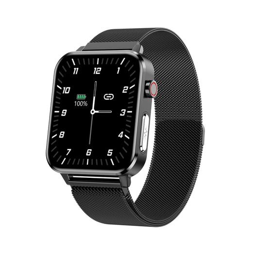 E86 1,7 pouces écran couleur TFT IP68 montre intelligente étanche, prise en charge de la surveillance de l'oxygène sanguin/surveillance de la température corporelle/diagnostic médical AI, style : bracelet en acier, Steel Strap(Black)