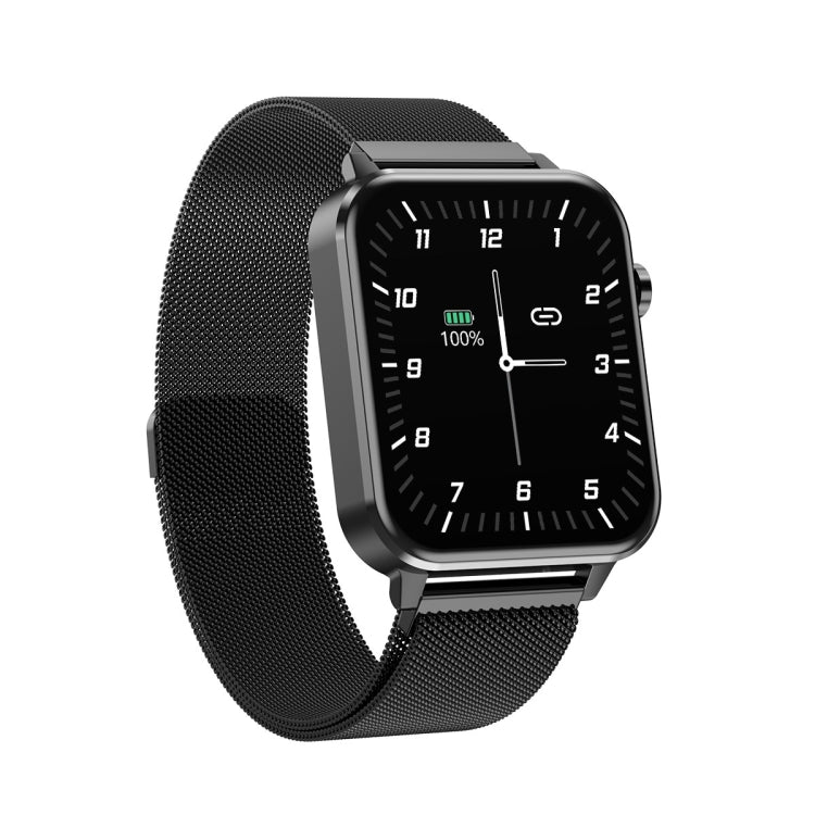E86 1,7 pouces écran couleur TFT IP68 montre intelligente étanche, prise en charge de la surveillance de l'oxygène sanguin/surveillance de la température corporelle/diagnostic médical AI, style : bracelet en acier, Steel Strap(Black)