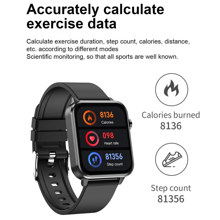 E86 1,7 pouces écran couleur TFT IP68 montre intelligente étanche, prise en charge de la surveillance de l'oxygène sanguin/surveillance de la température corporelle/diagnostic médical AI, style : bracelet en acier, Steel Strap(Black)