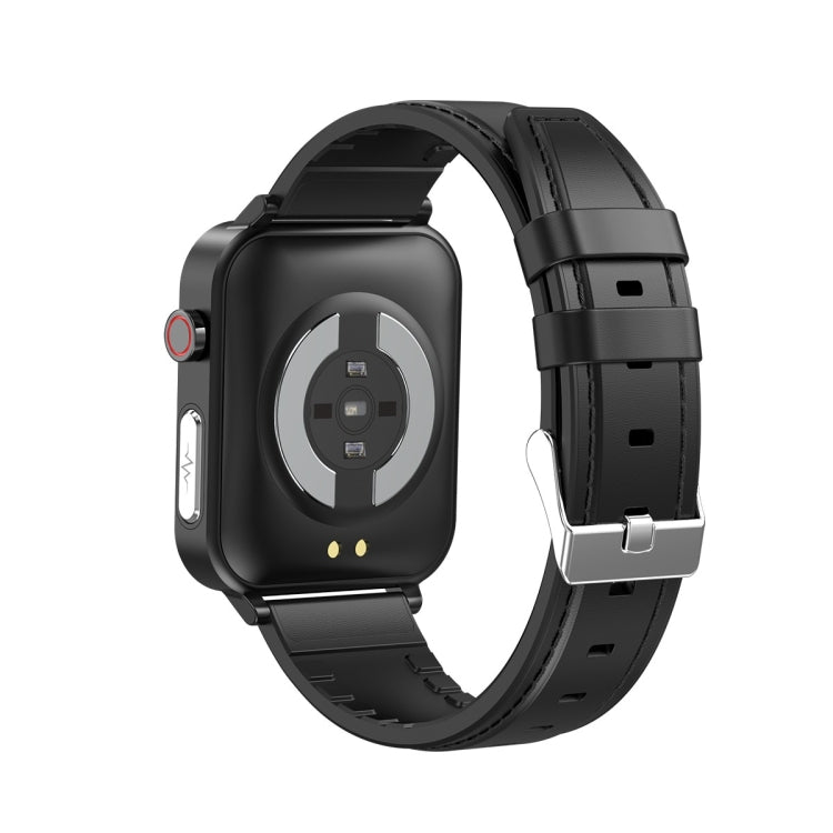 E86 1,7 pouces TFT écran couleur IP68 montre intelligente étanche, prise en charge de la surveillance de l'oxygène sanguin/surveillance de la température corporelle/diagnostic médical AI, style : bracelet en cuir, Leather Strap(Black)                  ...