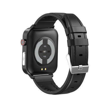 E86 1,7 pouces TFT écran couleur IP68 montre intelligente étanche, prise en charge de la surveillance de l'oxygène sanguin/surveillance de la température corporelle/diagnostic médical AI, style : bracelet en cuir, Leather Strap(Black)                  ...