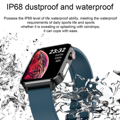 E86 1,7 pouces TFT écran couleur IP68 montre intelligente étanche, prise en charge de la surveillance de l'oxygène sanguin/surveillance de la température corporelle/diagnostic médical AI, style : bracelet en cuir, Leather Strap(Black)                  ...