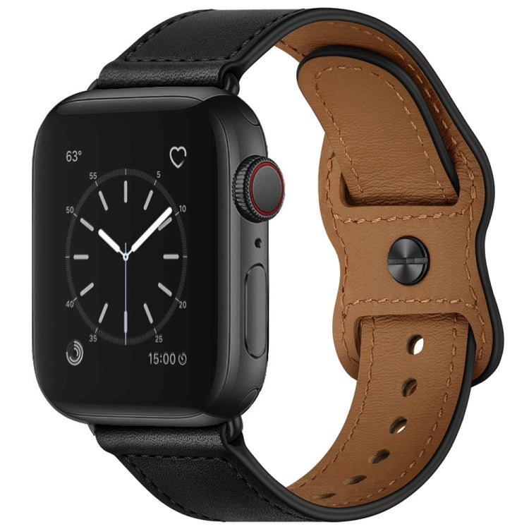 Bracelet de montre en cuir à double trou pour Apple Watch Series 6 & SE &, 5 & 4 44mm / 3 & 2 & 1 42mm, 5 & 4 40mm / 3 & 2 & 1 38mm