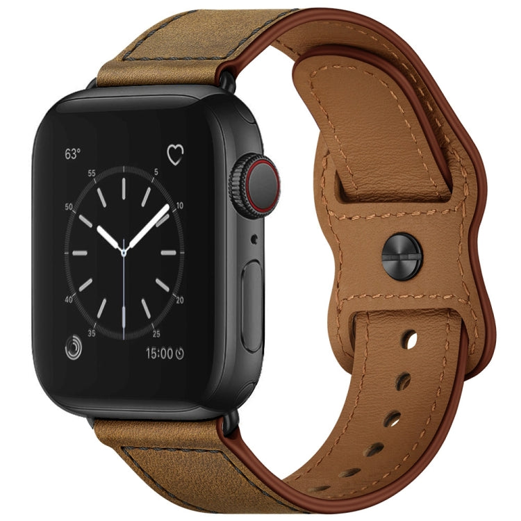 Bracelet de montre en cuir à double trou pour Apple Watch Series 6 & SE &, 5 & 4 44mm / 3 & 2 & 1 42mm, 5 & 4 40mm / 3 & 2 & 1 38mm
