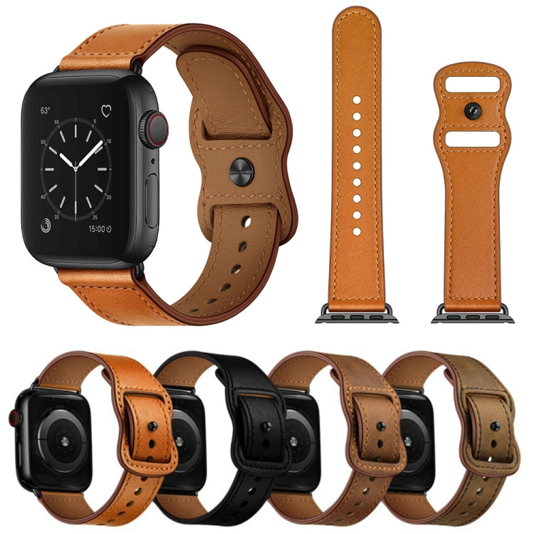 Bracelet de montre en cuir à double trou pour Apple Watch Series 6 & SE &, 5 & 4 44mm / 3 & 2 & 1 42mm, 5 & 4 40mm / 3 & 2 & 1 38mm