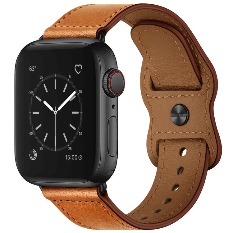 Bracelet de montre en cuir à double trou pour Apple Watch Series 6 & SE &, 5 & 4 44mm / 3 & 2 & 1 42mm, 5 & 4 40mm / 3 & 2 & 1 38mm