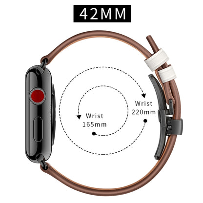 Bracelets de rechange en cuir véritable + boucle noire papillon pour Apple Watch Series 6 & SE & 5 & 4 44mm / 3 & 2 & 1 42mm, Black Buckle For Apple Watch Series 7 45mm / 6 & SE & 5 & 4 44mm / 3 & 2 & 1 42mm