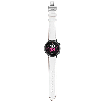 Bracelet de montre en cuir avec boucle papillon universelle 22 mm, Silver Buckle