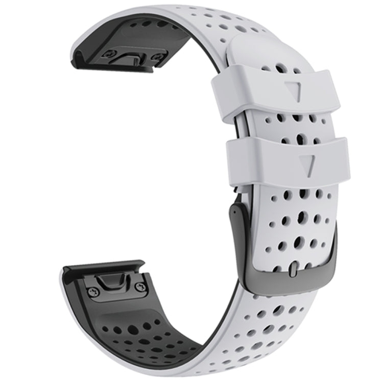 Pour Garmin Fenix 6 bracelet de remplacement à dégagement rapide en Silicone bicolore à trou rond, For Garmin Fenix 6