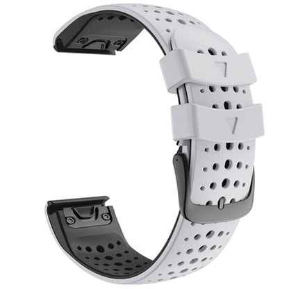 Pour Garmin Fenix 6 bracelet de remplacement à dégagement rapide en Silicone bicolore à trou rond, For Garmin Fenix 6
