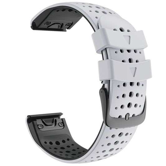 Pour Garmin Fenix 6 bracelet de remplacement à dégagement rapide en Silicone bicolore à trou rond, For Garmin Fenix 6