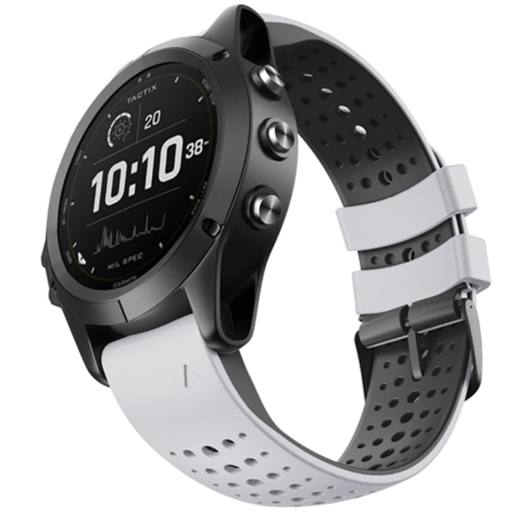 Pour Garmin Fenix 6 bracelet de remplacement à dégagement rapide en Silicone bicolore à trou rond, For Garmin Fenix 6
