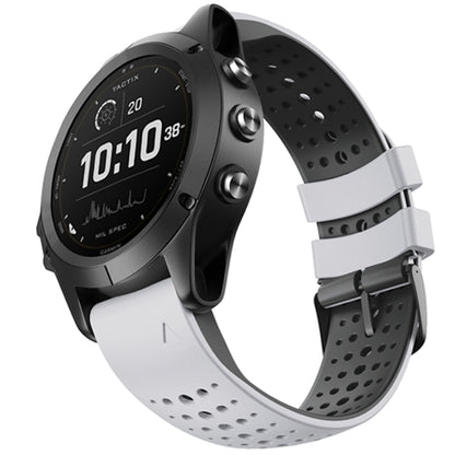 Pour Garmin Fenix 6 bracelet de remplacement à dégagement rapide en Silicone bicolore à trou rond, For Garmin Fenix 6
