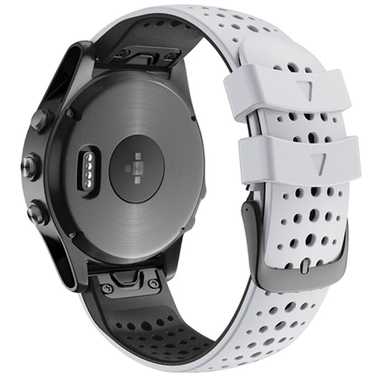 Pour Garmin Fenix 6 bracelet de remplacement à dégagement rapide en Silicone bicolore à trou rond, For Garmin Fenix 6