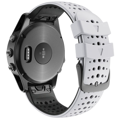 Pour Garmin Fenix 6 bracelet de remplacement à dégagement rapide en Silicone bicolore à trou rond, For Garmin Fenix 6