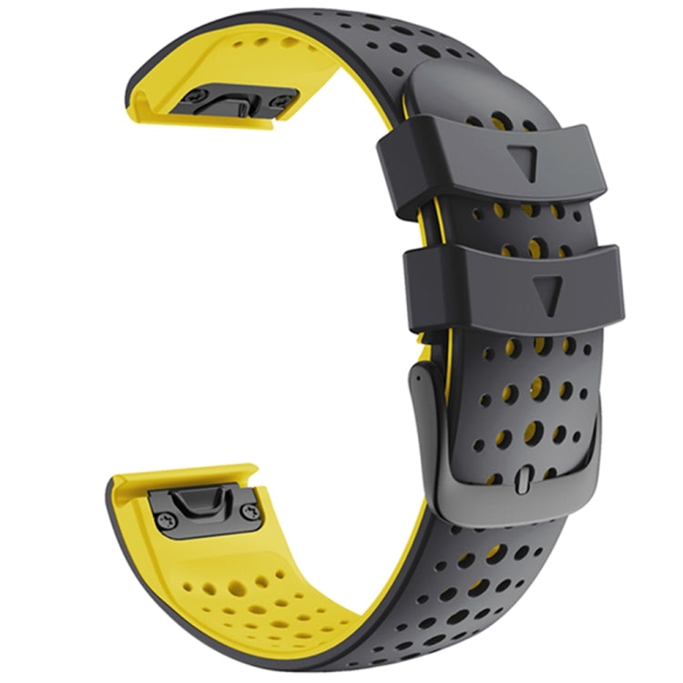 Pour Garmin Fenix 6 bracelet de remplacement à dégagement rapide en Silicone bicolore à trou rond, For Garmin Fenix 6