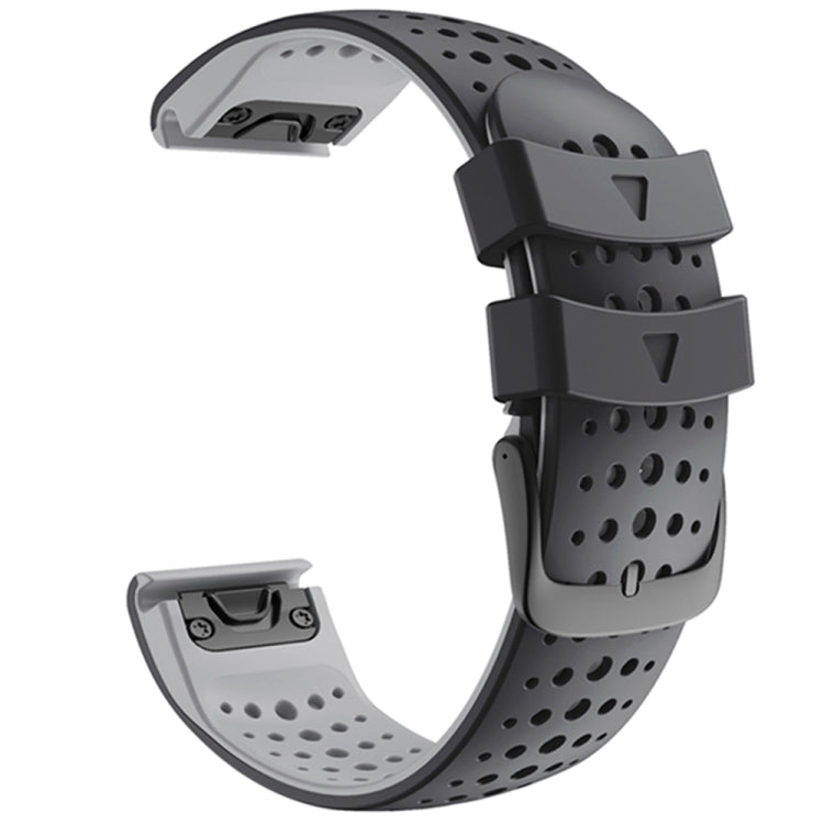 Pour Garmin Fenix 6 bracelet de remplacement à dégagement rapide en Silicone bicolore à trou rond, For Garmin Fenix 6
