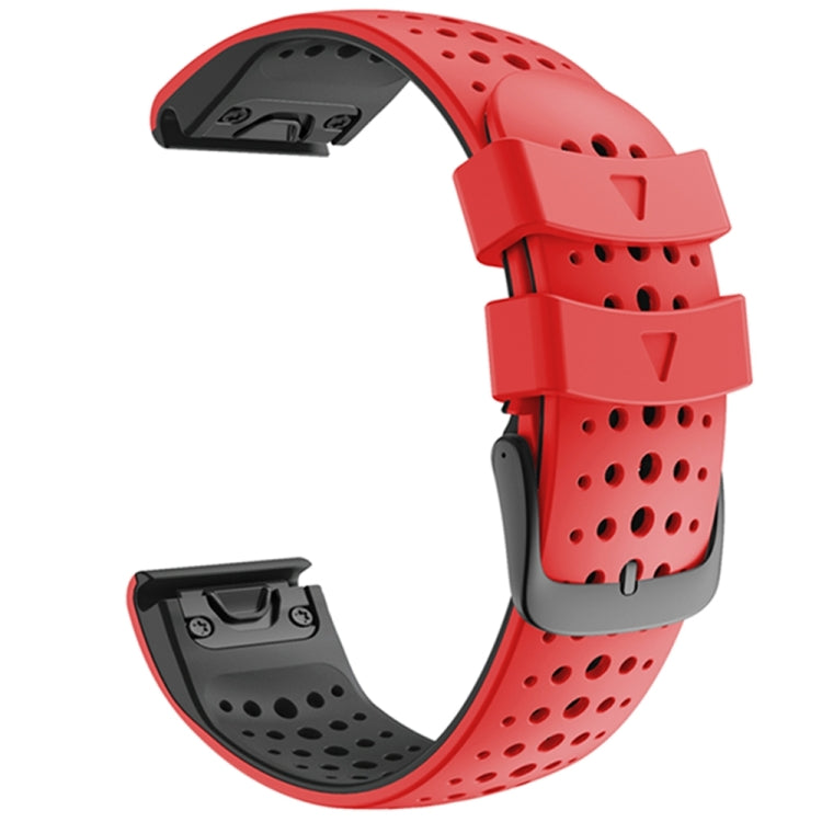 Pour Garmin Fenix 6 bracelet de remplacement à dégagement rapide en Silicone bicolore à trou rond, For Garmin Fenix 6