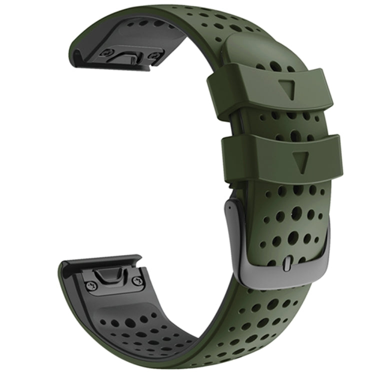 Pour Garmin Fenix 6 bracelet de remplacement à dégagement rapide en Silicone bicolore à trou rond, For Garmin Fenix 6