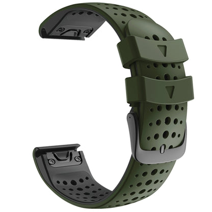 Pour Garmin Fenix 6 bracelet de remplacement à dégagement rapide en Silicone bicolore à trou rond, For Garmin Fenix 6
