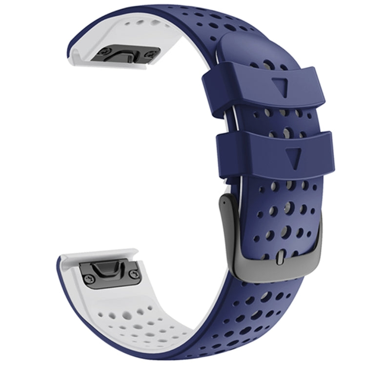 Pour Garmin Fenix 6 bracelet de remplacement à dégagement rapide en Silicone bicolore à trou rond, For Garmin Fenix 6