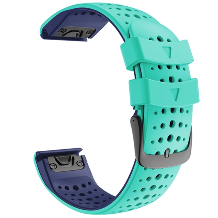 Pour Garmin Fenix 6 bracelet de remplacement à dégagement rapide en Silicone bicolore à trou rond, For Garmin Fenix 6