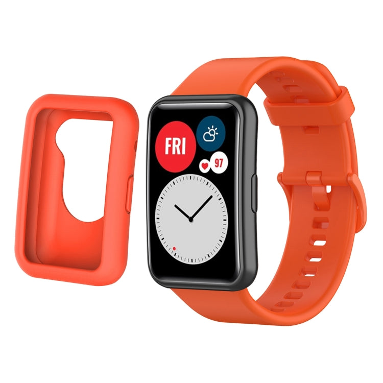 Pour Huawei Watch Fit Housse de protection en silicone + Kit de bracelet de montre en silicone