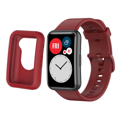 Pour Huawei Watch Fit Housse de protection en silicone + Kit de bracelet de montre en silicone