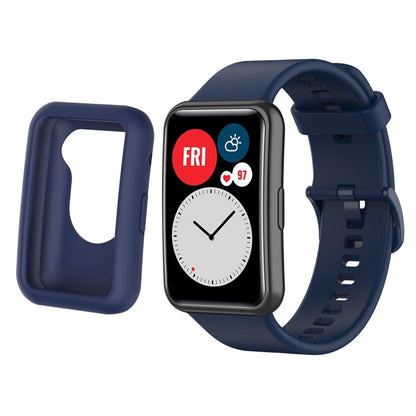 Pour Huawei Watch Fit Housse de protection en silicone + Kit de bracelet de montre en silicone