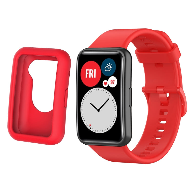 Pour Huawei Watch Fit Housse de protection en silicone + Kit de bracelet de montre en silicone