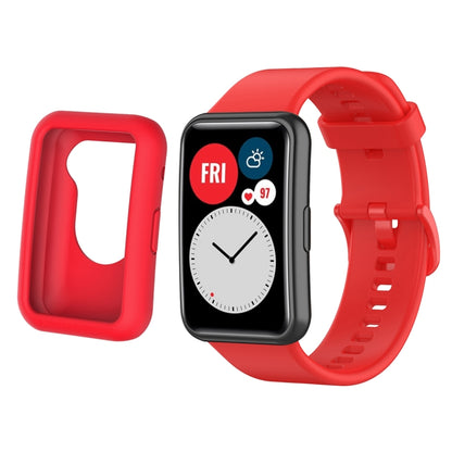 Pour Huawei Watch Fit Housse de protection en silicone + Kit de bracelet de montre en silicone
