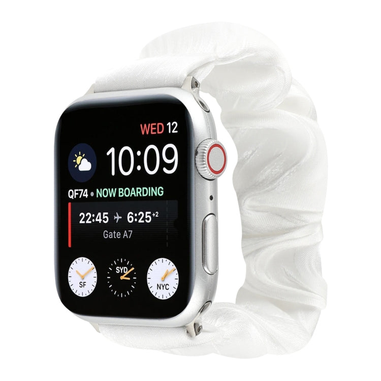 Bracelet de montre en tissu avec anneau de cheveux à motif de coquillages, For Apple Watch Ultra 49mm / Series 8&7 45mm / SE 2&6&SE&5&4 44mm / 3&2&1 42mm, For Apple Watch Series 8&7 41mm / SE 2&6&SE&5&4 40mm / 3&2&1 38mm                                ...