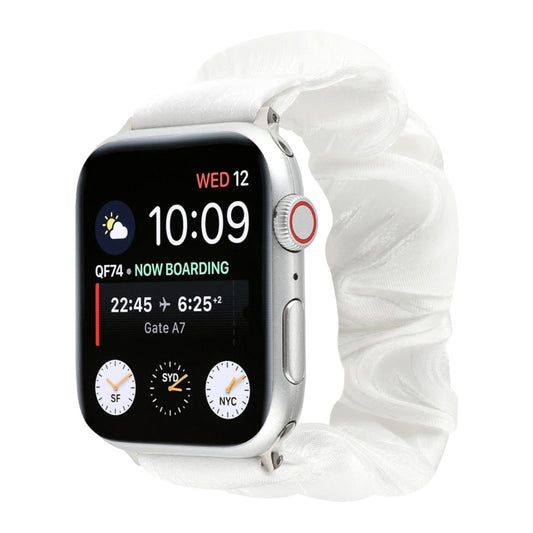 Bracelet de montre en tissu avec anneau de cheveux à motif de coquillages, For Apple Watch Ultra 49mm / Series 8&7 45mm / SE 2&6&SE&5&4 44mm / 3&2&1 42mm, For Apple Watch Series 8&7 41mm / SE 2&6&SE&5&4 40mm / 3&2&1 38mm                                ...
