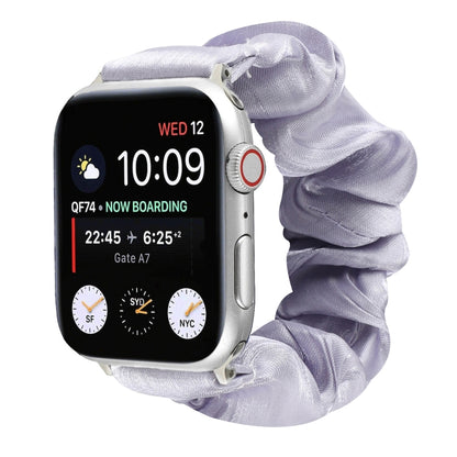 Bracelet de montre en tissu avec anneau de cheveux à motif de coquillages, For Apple Watch Ultra 49mm / Series 8&7 45mm / SE 2&6&SE&5&4 44mm / 3&2&1 42mm, For Apple Watch Series 8&7 41mm / SE 2&6&SE&5&4 40mm / 3&2&1 38mm                                ...