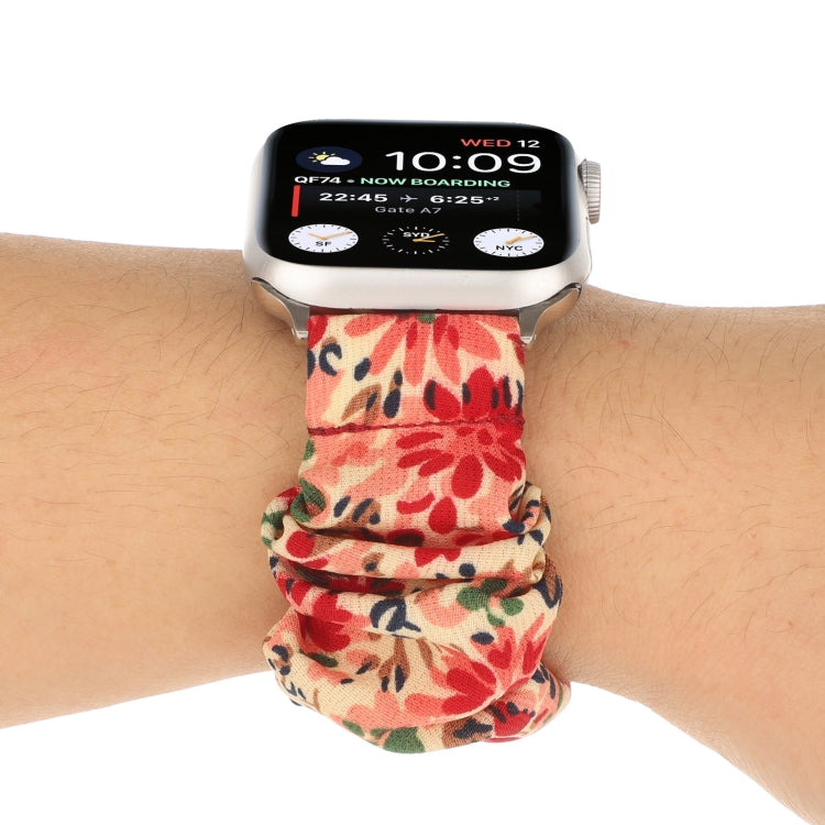 Bracelet de montre en tissu avec anneau de cheveux à motif papillon, For Apple Watch Ultra 49mm / Series 8&7 45mm / SE 2&6&SE&5&4 44mm / 3&2&1 42mm, For Apple Watch Series 8&7 41mm / SE 2&6&SE&5&4 40mm / 3&2&1 38mm                                      ...