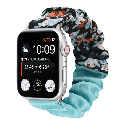 Bracelet de montre en tissu avec anneau de cheveux à motif papillon, For Apple Watch Ultra 49mm / Series 8&7 45mm / SE 2&6&SE&5&4 44mm / 3&2&1 42mm, For Apple Watch Series 8&7 41mm / SE 2&6&SE&5&4 40mm / 3&2&1 38mm                                      ...