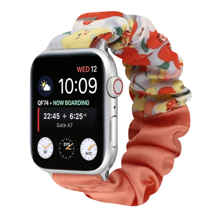 Bracelet de montre en tissu avec anneau de cheveux à motif papillon, For Apple Watch Ultra 49mm / Series 8&7 45mm / SE 2&6&SE&5&4 44mm / 3&2&1 42mm, For Apple Watch Series 8&7 41mm / SE 2&6&SE&5&4 40mm / 3&2&1 38mm                                      ...
