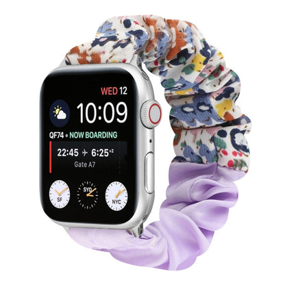 Bracelet de montre en tissu avec anneau de cheveux à motif papillon, For Apple Watch Ultra 49mm / Series 8&7 45mm / SE 2&6&SE&5&4 44mm / 3&2&1 42mm, For Apple Watch Series 8&7 41mm / SE 2&6&SE&5&4 40mm / 3&2&1 38mm                                      ...