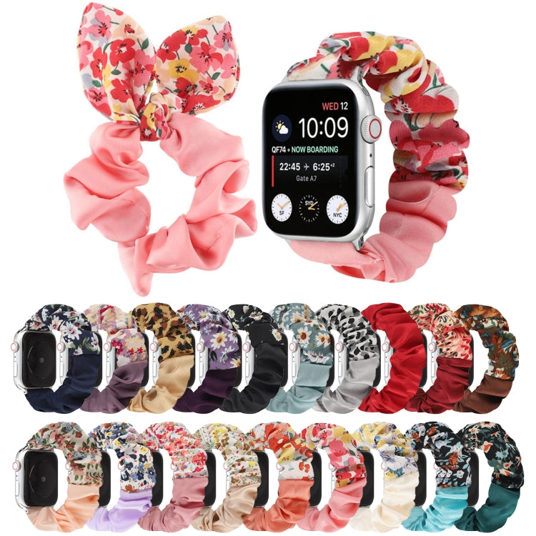 Bracelet de montre en tissu avec anneau de cheveux à motif papillon, For Apple Watch Ultra 49mm / Series 8&7 45mm / SE 2&6&SE&5&4 44mm / 3&2&1 42mm, For Apple Watch Series 8&7 41mm / SE 2&6&SE&5&4 40mm / 3&2&1 38mm                                      ...