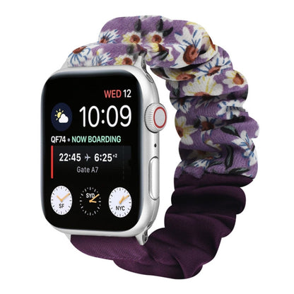 Bracelet de montre en tissu avec anneau de cheveux à motif papillon, For Apple Watch Ultra 49mm / Series 8&7 45mm / SE 2&6&SE&5&4 44mm / 3&2&1 42mm, For Apple Watch Series 8&7 41mm / SE 2&6&SE&5&4 40mm / 3&2&1 38mm                                      ...