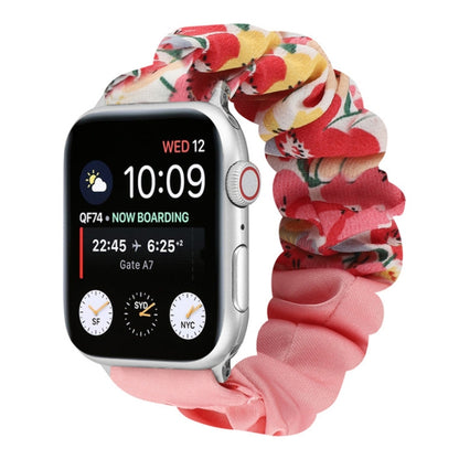 Bracelet de montre en tissu avec anneau de cheveux à motif papillon, For Apple Watch Ultra 49mm / Series 8&7 45mm / SE 2&6&SE&5&4 44mm / 3&2&1 42mm, For Apple Watch Series 8&7 41mm / SE 2&6&SE&5&4 40mm / 3&2&1 38mm                                      ...