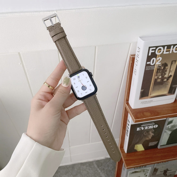Bracelets de rechange en cuir texturé litchi avec fil à coudre, For Apple Watch Ultra 49mm / Series 8&7 45mm / SE 2&6&SE&5&4 44mm / 3&2&1 42mm, For Series 7 41mm / 6 & SE & 5 & 4 40mm / 3 & 2 & 1 38mm