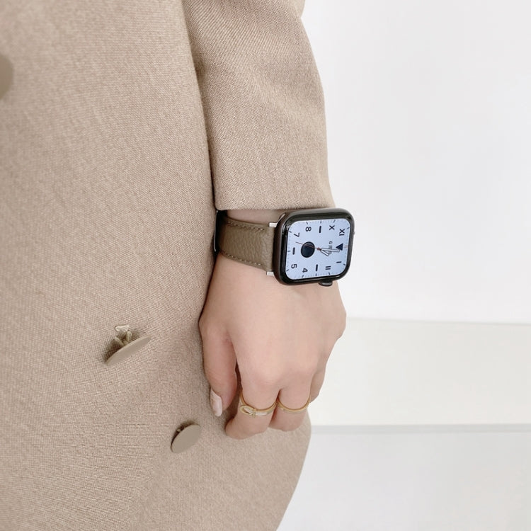 Bracelets de rechange en cuir texturé litchi avec fil à coudre, For Apple Watch Ultra 49mm / Series 8&7 45mm / SE 2&6&SE&5&4 44mm / 3&2&1 42mm, For Series 7 41mm / 6 & SE & 5 & 4 40mm / 3 & 2 & 1 38mm