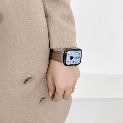 Bracelets de rechange en cuir texturé litchi avec fil à coudre, For Apple Watch Ultra 49mm / Series 8&7 45mm / SE 2&6&SE&5&4 44mm / 3&2&1 42mm, For Series 7 41mm / 6 & SE & 5 & 4 40mm / 3 & 2 & 1 38mm