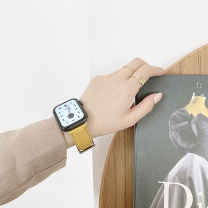 Bracelets de rechange en cuir texturé litchi avec fil à coudre, For Apple Watch Ultra 49mm / Series 8&7 45mm / SE 2&6&SE&5&4 44mm / 3&2&1 42mm, For Series 7 41mm / 6 & SE & 5 & 4 40mm / 3 & 2 & 1 38mm