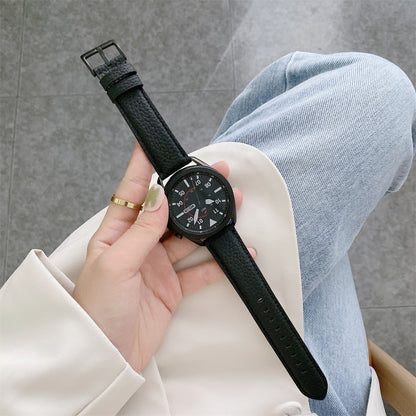 Couture Bracelet de montre en cuir texturé litchi, For Samsung Galaxy Watch 42mm, For Samsung Galaxy Watch 46mm, For Samsung Galaxy Watch 3 41mm, For Samsung Galaxy Watch 3 45mm, For Samsung Galaxy Watch Active2 40mm, For Samsung Galaxy Watch Active2 44mm