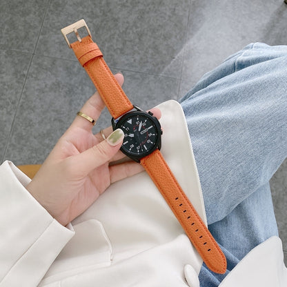 Couture Bracelet de montre en cuir texturé litchi, For Samsung Galaxy Watch 42mm, For Samsung Galaxy Watch 46mm, For Samsung Galaxy Watch 3 41mm, For Samsung Galaxy Watch 3 45mm, For Samsung Galaxy Watch Active2 40mm, For Samsung Galaxy Watch Active2 44mm